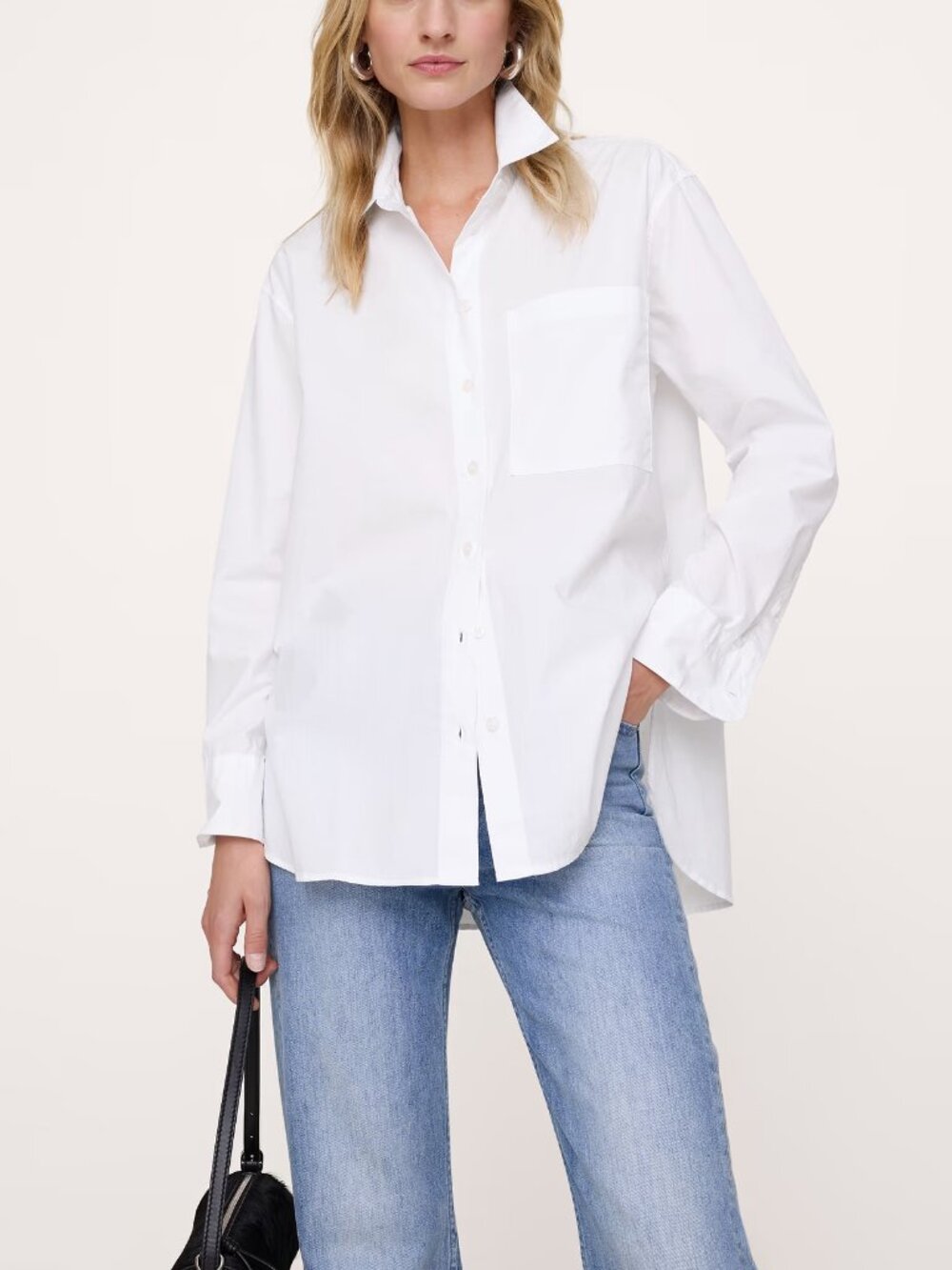 NWT Banana Republic Classic White The Oversized Cotton Poplin Top Shirt S